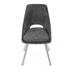 Židle jídelní, šedá látka, kovové nohy, broušená nerez.