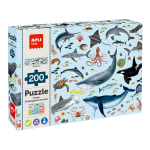 Edukační puzzle Apli - Ohrožená zvířata v oceánu, 200 ks, 6+