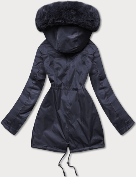 Tmavě modrá dámská zimní bunda s kožešinovou podšívkou (b550-3) odstíny modré 46