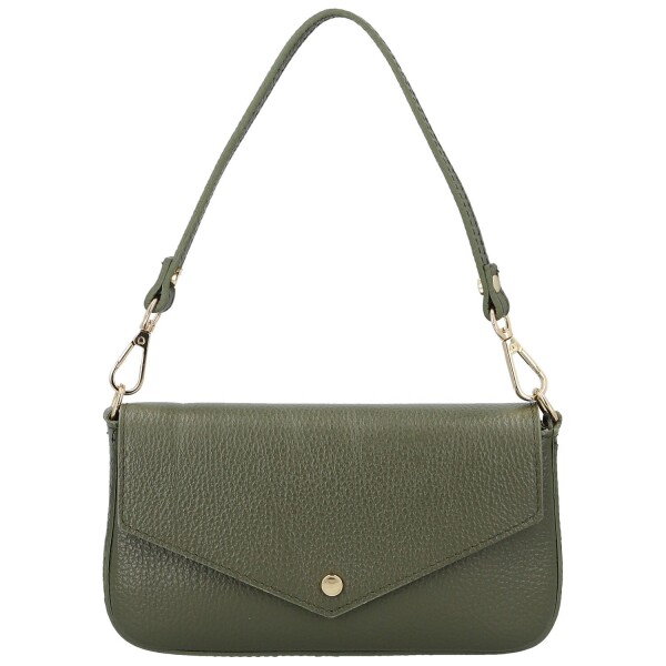 Luxusní dámská kožená kabelka na rameno Zinta, tmavě zelená