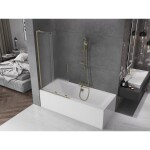 MEXEN/S - Velar L dvoukřídlá posuvná vanová zástěna 95 x 150, dekor, zlatá 896-095-003-31-50