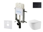 Kielle - Genesis New Set předstěnové instalace, kompaktního klozetu Oudee, Vortex Rimless+, sedátka softclose a tlačítka Gemini New II, matná černá 30528SZ42