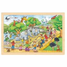 Dřevěné puzzle Návštěva ZOO 24 dílků