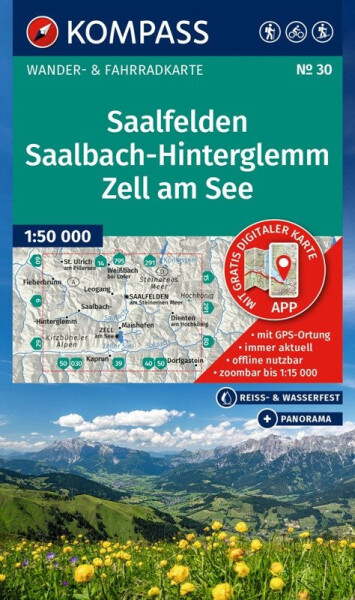 Saalfelden, Saalbach-Hinterglemm, Zell am See 1:50 000 / turistická mapa KOMPASS 30
