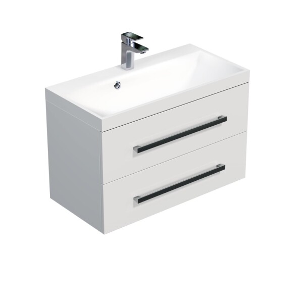 Koupelnová skříňka s umyvadlem SAT Cube Way 80x40 cm bílá lesk CUBE280ZBL CUBE280ZBL