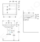 GEBERIT - iCon Umyvadlo 600x480x160 mm, s přepadem, s otvorem pro baterii, bílá 501.834.00.1