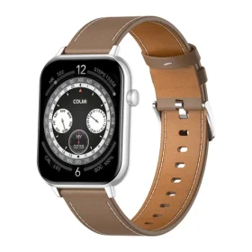 COLMi C28 stříbrná, hnědý kožený řemínek / Chytré hodinky / AMOLED 1,93palce / Bluetooth volání / IP6X (C28-silver/brown)