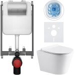 CERANO Kompletní WC set Basic/Carlito - bílá lesklá - WC tlačítko Modulo/Stříbrná - pro zazdění - 48,5x36,5 cm