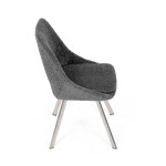 Židle jídelní, šedá látka, kovové nohy, broušená nerez.