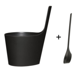 RENTO Saunový kbelík + naběračka - rašelina ČERNÁ