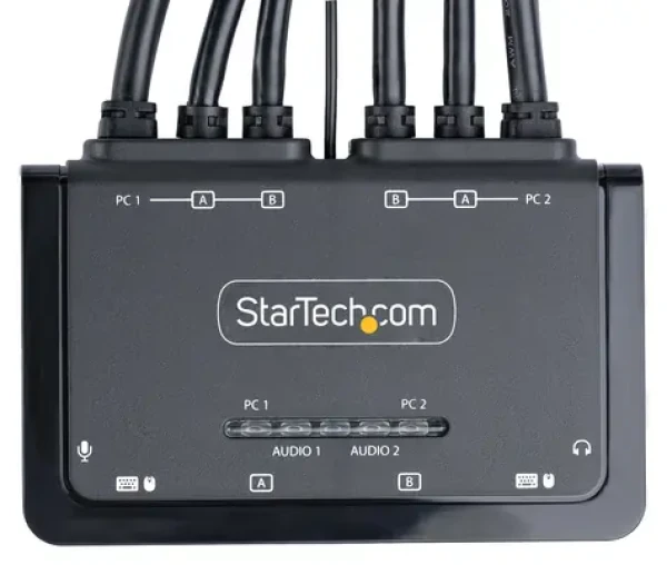 StarTech 2-portový Dual-Monitor KVM switch / KVM přepínač / HDMI 4K 60Hz / integrované kabely USB-A+HDMI+Audio 1,5 m (C2-DH46-UA2-CBL-KVM)