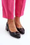 Lodičky na blokovém podpatku se zdobením, Eko kůže, Černá Sarala 37