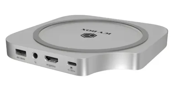 Icy Box USB-C Hub 7v1 pro Mac Mini M4 stříbrná / USB hub / USB 3.2 Gen 2 / HDMI / M.2 NVMe / čtečka SD (IB-DK100)