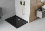 MEXEN/S - Flat sprchová vanička obdélníková slim 80 x 70, černá + zlatý sifon 40707080G