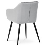 Jídelní židle, potah stříbrná matná sametová látka, kovové nohy, černý matný lak