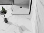 MEXEN/S - Stone+ čtvercová sprchová vanička 80 x 80, bílá, mřížka černá 44108080-B