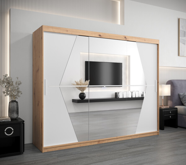 Šatní skříň Abi Bo Barva korpusu: Dub artisan, Rozměry: 250 cm, Dveře: Bílá