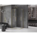 MEXEN/S - Velar L Duo sprchový kout, posuvné dveře 100 x 90, transparent, zlato kartáčovaná 871-100-090-02-03-55