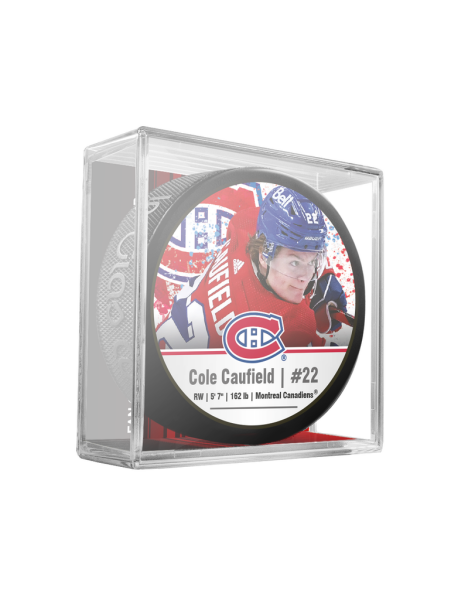 Inglasco / Sherwood Puk Cole Caufield #22 Montreal Canadiens Souvenir Hockey Puck In Cube