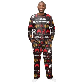 FOCO Pánské pyžamo Chicago Blackhawks Ugly Holiday Pajamas NHL Velikost: