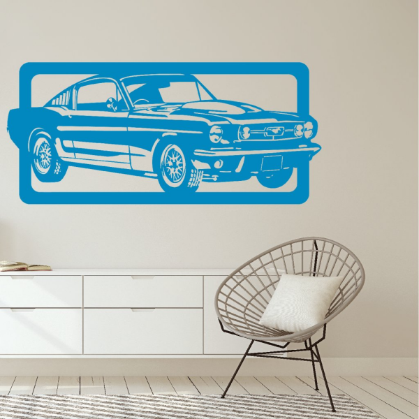 Samolepka Ford Mustang Barva: modrá, Velikost: 80 x 37 cm