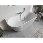 MEXEN/S - Oris volně stojící vana nástěnná reliéf 150 x 75, bílá, sifon a přepad chrom 52871507500-01