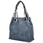Módní dámská koženková kabelka na rameno Žanet, džínově modrá