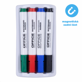 Office Products sada pro bílé tabule, s magnetickou houbičkou, mix barev