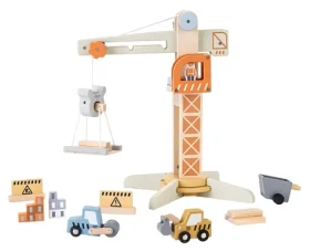 2KIDS TOYS Dřevěný jeřáb s příslušenstvím