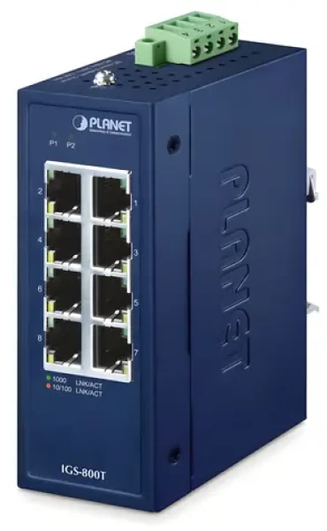 PLANET IGS-800T / Switch průmyslový / 8x 1Gb RJ-45 / Unmanaged / IP30 / -40 až 75 °C (IGS-800T)