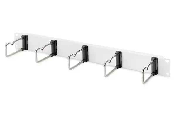 DIGITUS 19" panel pro správu kabelů šedý / Rack příslušenství / 1U / 5 kabelových ok / ocelový plech (DN-97666)