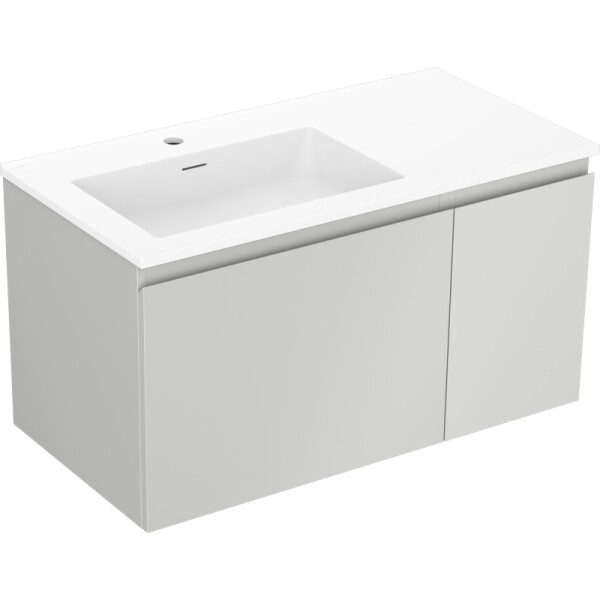 MEXEN/S - Orio koupelnová skříňka 90 cm s umyvadlem Otis levá, 1S, 1D, šedá mat/bílá mat 91A13-09047-3-BBFF62-W18L01