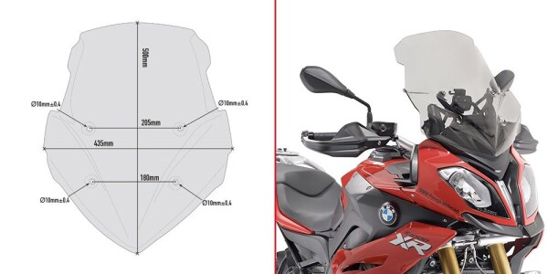 D5119S plexi kouřové Bmw S 1000 XR (15-19), vxš500x435mm - vyšší o 130 mm