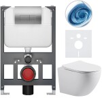 CERANO - Kompletní WC set Basic/Cesso - bílá lesklá - WC tlačítko Modulo/Stříbrná - závěsné - nízký modul - předstěnová instalace - 49x36 CER-8050BD86014