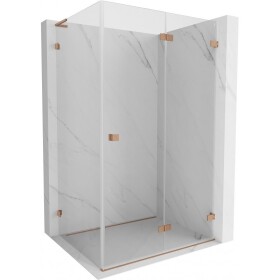 MEXEN/S - Lunar-F L sprchový kout skládací dveře pravá 80 x 70, transparent, měď kartáčovaná 836L-080-070-65-00-P