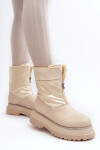 Dámské sněhule na silné podrážce se zipem GOE béžová Velikost: 39