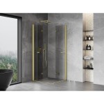 MEXEN/S - Mist-F Duo sprchový kout skládací dveře 85 x 85, transparent, zlato kartáčovaná 8A6-085L-085P-55-00