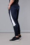 Tmavě modro-bílé pánské teplákové kalhoty se vsadkami (8K168) Barva: odcienie niebieskiego, Velikost: