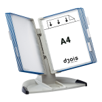 Djois pultový plastový stojan Design s rámečky, 10 rámečků A4, stojan šedý, rámečky modré, 1 set