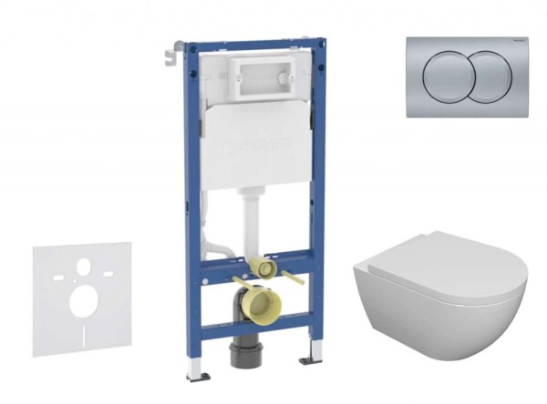GEBERIT - Duofix Set předstěnové instalace, klozetu Oudee a sedátka softclose, tlačítko Delta01, matný chrom SANI11CA1105B