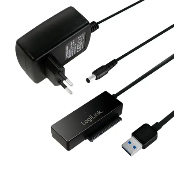 LogiLink adaptér USB 3.0 - SATA černá / Adaptér / HDD, SSD 2,5" a 3,5" / 5 Gbit/s / napájecí zdroj (AU0050)
