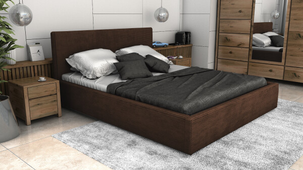 FRONTI Postel LINCOLN 180x200 tmavěhnědá s úložným prostorem - manšestr - LINCOLN 29