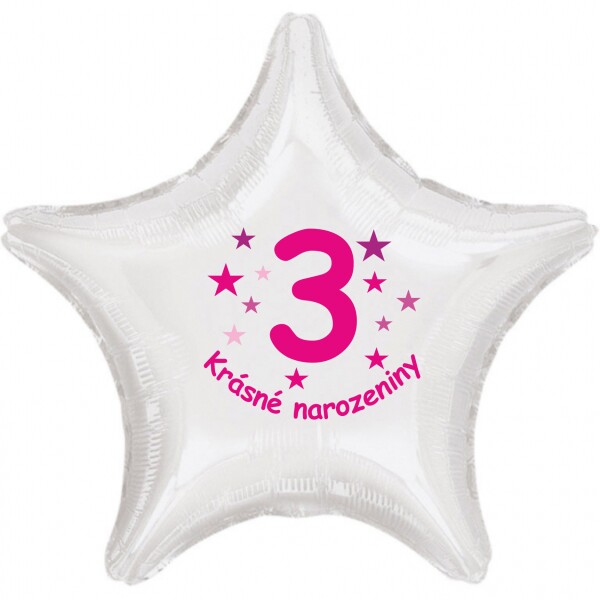 Krásné 3. narozeniny fóliový balónek hvězda pro holky Balonky.cz Krásné 3. narozeniny fóliový balónek hvězda pro holky Balonky.cz