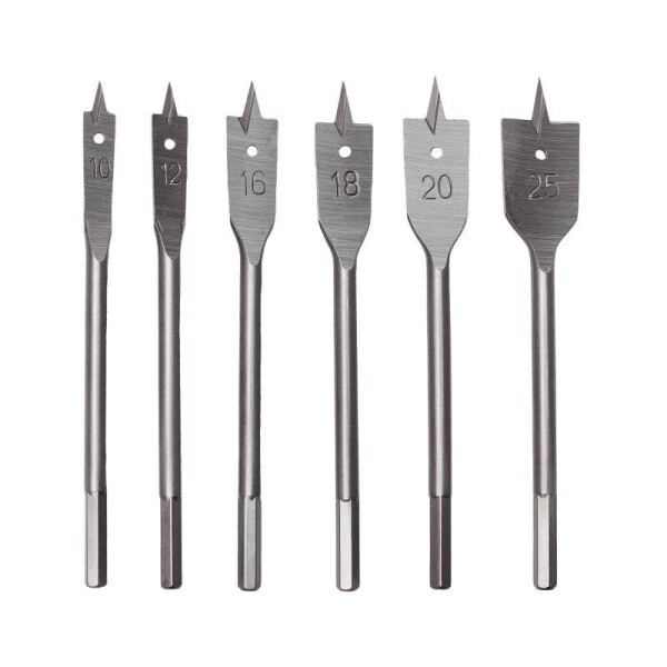 Vrtáky do dřeva ploché, 10,0 - 25,0, STALCO, set.6 ks