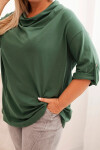 Dámská blůza Plus Size s bavlnou volného střihu s vodním výstřihem tmavě zelená UNI