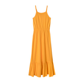 Maxi šaty na ramínka- oranžové - 134 YELLOW