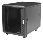 StarTech Open Frame 12U černý / Stojanový rack / 19" / hloubka 900 mm / nosnost 800 kg / pojízdný (RK1236BKF)