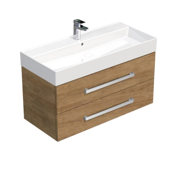 Koupelnová skříňka s umyvadlem SAT Cube Way 100x47,5x46 cm dub Hickory CUBE461002DHSAT CUBE461002DHSAT