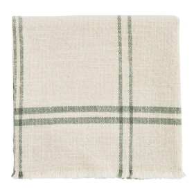 MADAM STOLTZ Bavlněná utěrka Checked Ecru/ Green 50 × 70 cm, krémová barva, textil