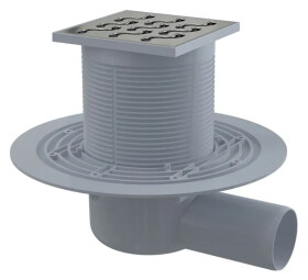 Alcadrain 1 - Alcadrain Podlahová vpust 105×105/50 mm boční, mřížka nerez, vodní zápachová uzávěra APV102 APV102
